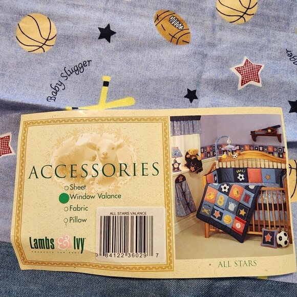 Lambs and Ivy All Star collection 2 window valances  Sports Soccer Baseball Bask - Picture 3 of 5